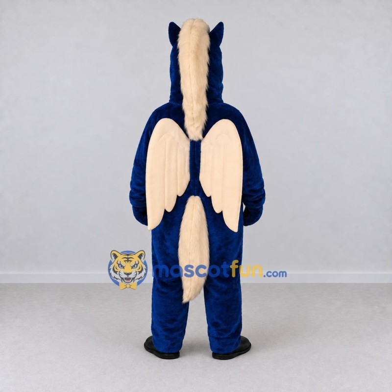 Custom Blue and Cream Pegasus Mascot Costume Adult Full Body Suit for Theme Parties Custom Blue and Cream Pegasus Mascot Costume Adult Full Body Suit for Theme Parties