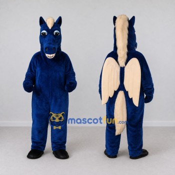 Custom Blue and Cream Pegasus Mascot Costume Adult Full Body Suit for Theme Parties