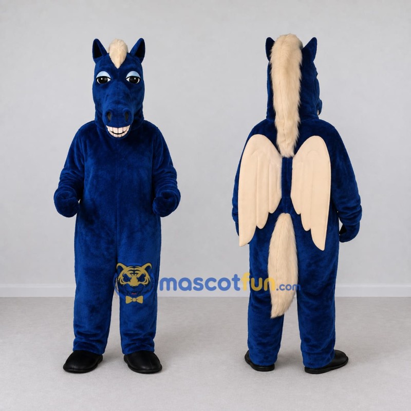 Custom Blue and Cream Pegasus Mascot Costume Adult Full Body Suit for Theme Parties Custom Blue and Cream Pegasus Mascot Costume Adult Full Body Suit for Theme Parties