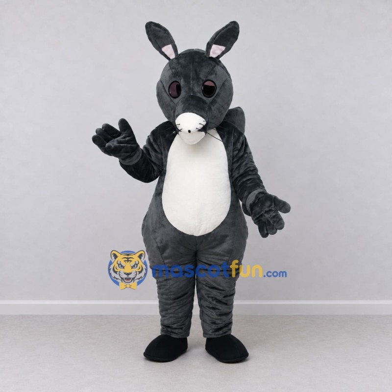 Custom Dark Gray and White Long-Eared Animal Character Mascot Costume Adult Full Body Suit for Theme Parties Custom Dark Gray and White Long-Eared Animal Character Mascot Costume Adult Full Body Suit for Theme Parties