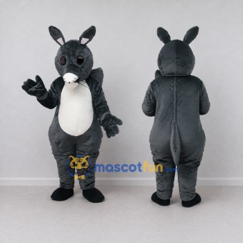 Custom Dark Gray and White Long-Eared Animal Character Mascot Costume Adult Full Body Suit for Theme Parties