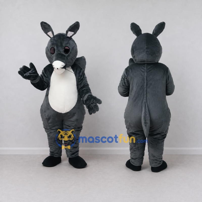 Custom Dark Gray and White Long-Eared Animal Character Mascot Costume Adult Full Body Suit for Theme Parties Custom Dark Gray and White Long-Eared Animal Character Mascot Costume Adult Full Body Suit for Theme Parties