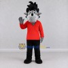 Custom Gray and Red Wolf in a Shirt and Pants Mascot Costume Adult Full Body Suit for School Events Custom Gray and Red Wolf in a Shirt and Pants Mascot Costume Adult Full Body Suit for School Events