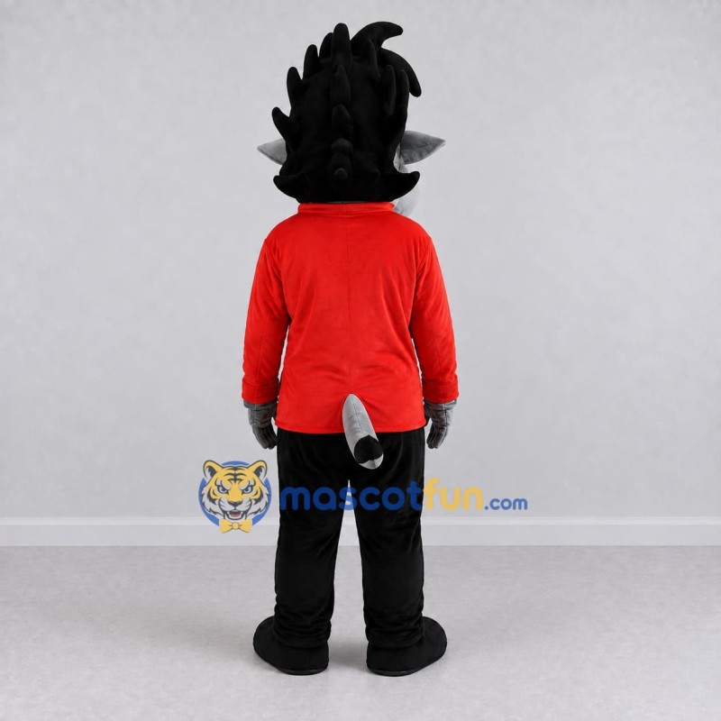 Custom Gray and Red Wolf in a Shirt and Pants Mascot Costume Adult Full Body Suit for School Events Custom Gray and Red Wolf in a Shirt and Pants Mascot Costume Adult Full Body Suit for School Events