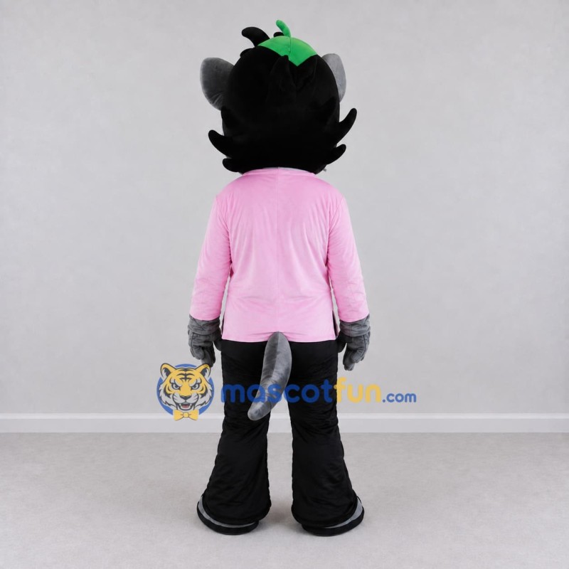 Custom Gray and Pink Wolf in a Shirt and Pants Mascot Costume Adult Full Body Suit for School Events Custom Gray and Pink Wolf in a Shirt and Pants Mascot Costume Adult Full Body Suit for School Events