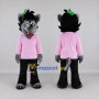 Custom Gray and Pink Wolf in a Shirt and Pants Mascot Costume Adult Full Body Suit for School Events