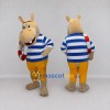 Custom Tan and Blue Hippopotamus in a Striped Shirt Mascot Costume Adult Full Body Suit for Summer Events