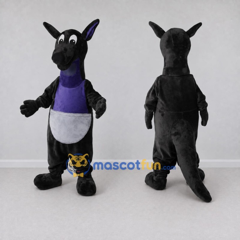 Custom Black and Purple Kangaroo Character Mascot Costume Adult Full Body Suit for Wildlife Events Custom Black and Purple Kangaroo Character Mascot Costume Adult Full Body Suit for Wildlife Events
