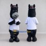 Custom Dark Gray and White Donkey in a T-Shirt and Hat Mascot Costume Adult Full Body Suit for School Events