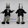 Custom Gray and Black Horse in a Tuxedo Jacket Mascot Costume Adult Full Body Suit for Theme Parties