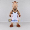 Custom Tan and White Horse in Basketball Sportswear Mascot Costume Adult Full Body Suit for Sports Events