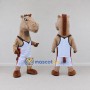Custom Tan and White Horse in Basketball Sportswear Mascot Costume Adult Full Body Suit for Sports Events