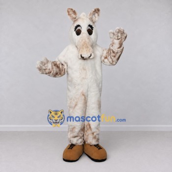 Custom White and Tan Horse Character Mascot Costume Adult Full Body Suit for Farm Events Custom White and Tan Horse Character Mascot Costume Adult Full Body Suit for Farm Events