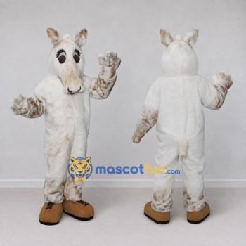 Custom White and Tan Horse Character Mascot Costume Adult Full Body Suit for Farm Events