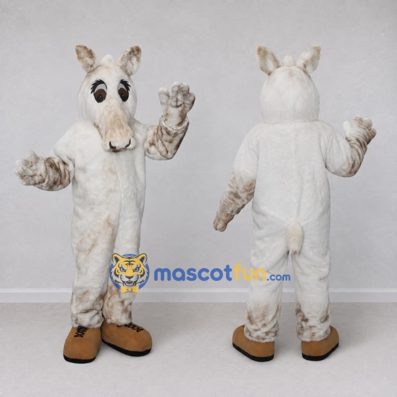 Custom White and Tan Horse Character Mascot Costume Adult Full Body Suit for Farm Events Custom White and Tan Horse Character Mascot Costume Adult Full Body Suit for Farm Events