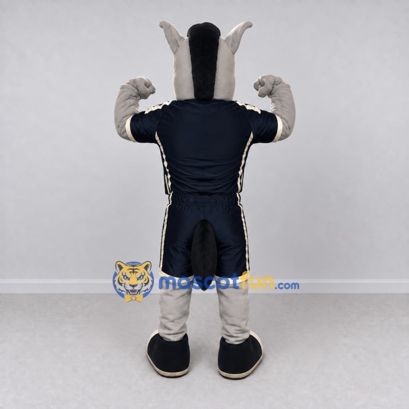 Custom Gray and Navy Blue Donkey in Sportswear Mascot Costume Adult Full Body Suit for Sports Events Custom Gray and Navy Blue Donkey in Sportswear Mascot Costume Adult Full Body Suit for Sports Events