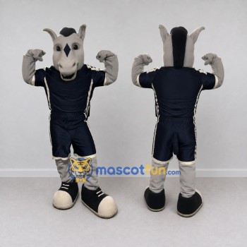 Custom Gray and Navy Blue Donkey in Sportswear Mascot Costume Adult Full Body Suit for Sports Events