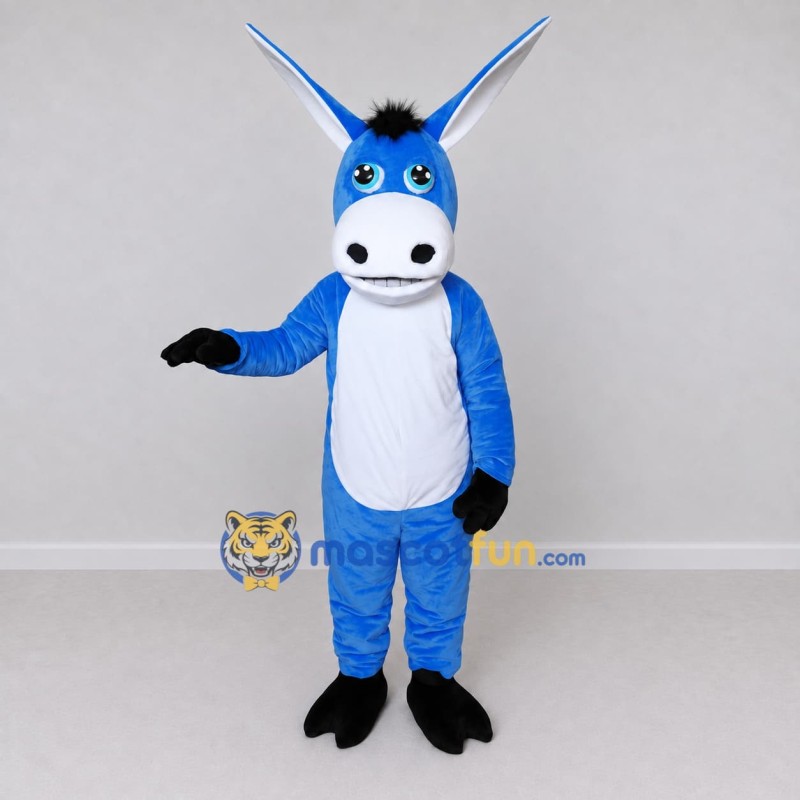 Custom Blue and White Donkey Mascot Costume Adult Full Body Suit for School Events Custom Blue and White Donkey Mascot Costume Adult Full Body Suit for School Events