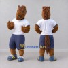 Custom Brown and Blue Horse in Sportswear Mascot Costume Adult Full Body Suit for Sports Events Custom Brown and Blue Horse in Sportswear Mascot Costume Adult Full Body Suit for Sports Events