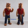 Custom Brown and Red Horse in a Plaid Shirt Mascot Costume Adult Full Body Suit for Outdoor Events Custom Brown and Red Horse in a Plaid Shirt Mascot Costume Adult Full Body Suit for Outdoor Events