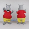 Custom Gray and Red Hippopotamus in a Shirt and Shorts Mascot Costume Adult Full Body Suit for School Events Custom Gray and Red Hippopotamus in a Shirt and Shorts Mascot Costume Adult Full Body Suit for School Events
