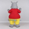 Custom Gray and Red Hippopotamus in a Shirt and Shorts Mascot Costume Adult Full Body Suit for School Events Custom Gray and Red Hippopotamus in a Shirt and Shorts Mascot Costume Adult Full Body Suit for School Events
