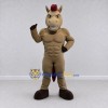 Custom Tan and Burgundy Muscular Horse Mascot Costume Adult Full Body Suit for Sports Events