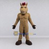 Custom Tan and Burgundy Muscular Horse Mascot Costume Adult Full Body Suit for Sports Events