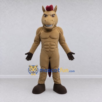 Custom Tan and Burgundy Muscular Horse Mascot Costume Adult Full Body Suit for Sports Events Custom Tan and Burgundy Muscular Horse Mascot Costume Adult Full Body Suit for Sports Events