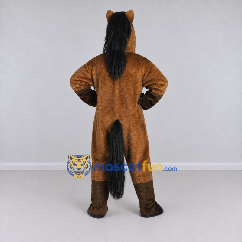 Custom Brown and Black Horse Mascot Costume Adult Full Body Suit for Farm Events