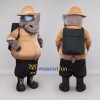 Custom Gray and Tan Rhinoceros Explorer Mascot Costume Adult Full Body Suit for Outdoor Events Custom Gray and Tan Rhinoceros Explorer Mascot Costume Adult Full Body Suit for Outdoor Events