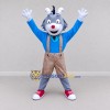 Custom Gray and Blue Goat in a Shirt and Suspenders Mascot Costume Adult Full Body Suit for School Events Custom Gray and Blue Goat in a Shirt and Suspenders Mascot Costume Adult Full Body Suit for School Events