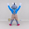 Custom Gray and Blue Goat in a Shirt and Suspenders Mascot Costume Adult Full Body Suit for School Events Custom Gray and Blue Goat in a Shirt and Suspenders Mascot Costume Adult Full Body Suit for School Events