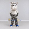 Custom Black and White Zebra in a T-Shirt Mascot Costume Adult Full Body Suit for School Events Custom Black and White Zebra in a T-Shirt Mascot Costume Adult Full Body Suit for School Events