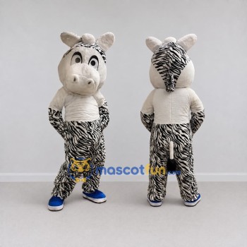 Custom Black and White Zebra in a T-Shirt Mascot Costume Adult Full Body Suit for School Events