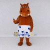 Custom Brown and White Hippopotamus in Polka Dot Shorts Mascot Costume Adult Full Body Suit for School Events Custom Brown and White Hippopotamus in Polka Dot Shorts Mascot Costume Adult Full Body Suit for School Events