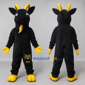 Custom Black and Yellow Goat Mascot Costume Adult Full Body Suit for Farm Events