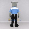 Custom Gray and Blue Rhinoceros in a Shirt and Pants Mascot Costume Adult Full Body Suit for School Events Custom Gray and Blue Rhinoceros in a Shirt and Pants Mascot Costume Adult Full Body Suit for School Events