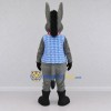 Custom Gray and Blue Donkey in a Checkered Vest Mascot Costume Adult Full Body Suit for School Events Custom Gray and Blue Donkey in a Checkered Vest Mascot Costume Adult Full Body Suit for School Events