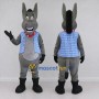 Custom Gray and Blue Donkey in a Checkered Vest Mascot Costume Adult Full Body Suit for School Events