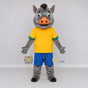 Custom Gray and Yellow Wild Boar in Sportswear Mascot Costume Adult Full Body Suit for Sports Events Custom Gray and Yellow Wild Boar in Sportswear Mascot Costume Adult Full Body Suit for Sports Events