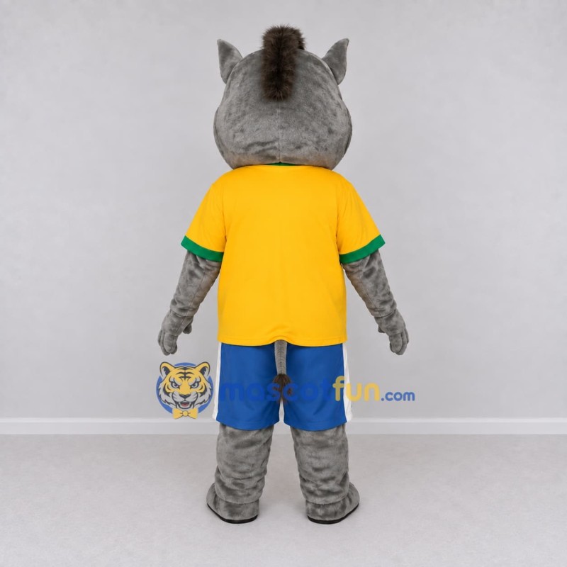 Custom Gray and Yellow Wild Boar in Sportswear Mascot Costume Adult Full Body Suit for Sports Events Custom Gray and Yellow Wild Boar in Sportswear Mascot Costume Adult Full Body Suit for Sports Events