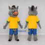 Custom Gray and Yellow Wild Boar in Sportswear Mascot Costume Adult Full Body Suit for Sports Events