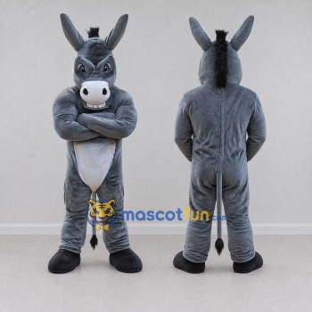 Custom Gray and White Muscular Donkey Mascot Costume Adult Full Body Suit for Sports Events