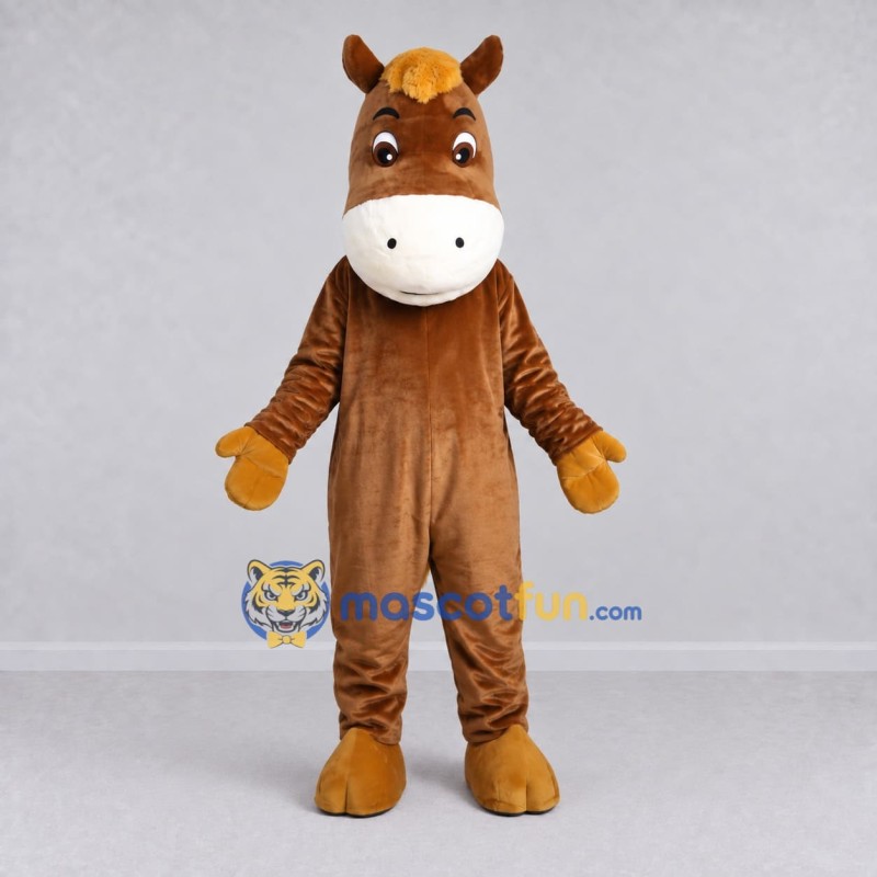 Custom Brown and Golden Tan Horse Mascot Costume Adult Full Body Suit for Farm Events