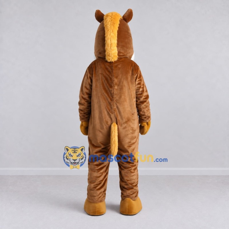 Custom Brown and Golden Tan Horse Mascot Costume Adult Full Body Suit for Farm Events