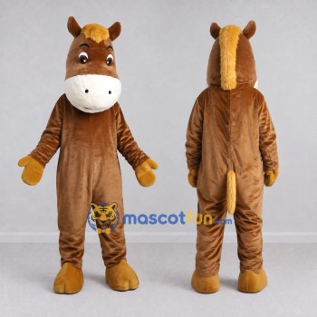 Custom Brown and Golden Tan Horse Mascot Costume Adult Full Body Suit for Farm Events
