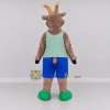 Custom Brown and Green Goat in Sportswear Mascot Costume Adult Full Body Suit for Sports Events Custom Brown and Green Goat in Sportswear Mascot Costume Adult Full Body Suit for Sports Events