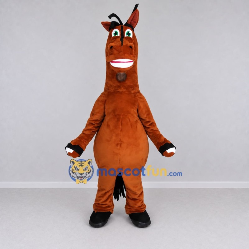 Custom Brown and Black Horse Character Mascot Costume Adult Full Body Suit for Farm Events Custom Brown and Black Horse Character Mascot Costume Adult Full Body Suit for Farm Events