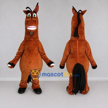 Custom Brown and Black Horse Character Mascot Costume Adult Full Body Suit for Farm Events